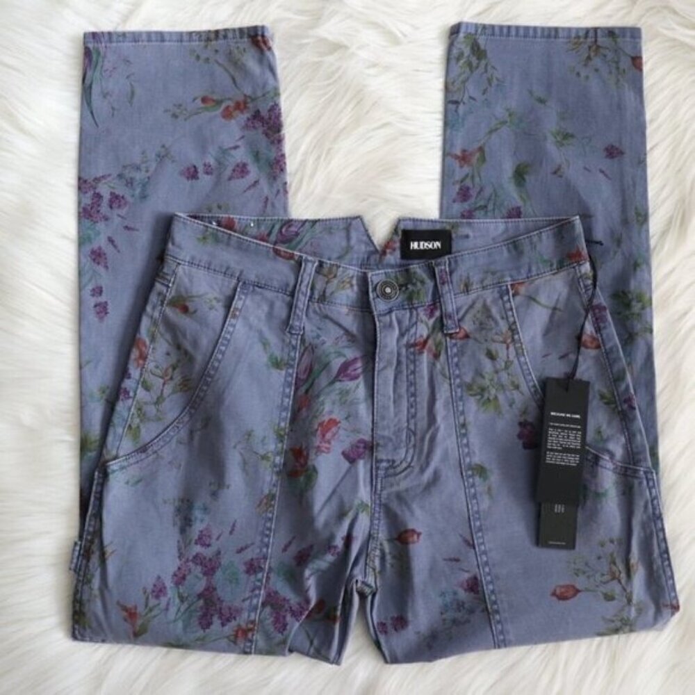 NWT Hudson Jeans Floral Print Blue Cargos Size 26 - Picture 5 of 7